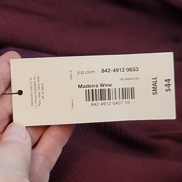 ana NWT wine cardigan Sm sweater waterfall lapels front pockets - Picture 5 of 13